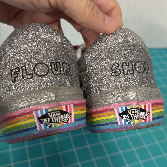 Vans x Flour Shop by Amirah Kassem Rainbow Glitter Old Skool Skate Shoe 7.5 - Picture 11 of 16